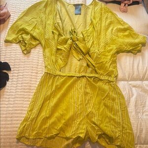 Vince Camuto Lime Green Striped Romper